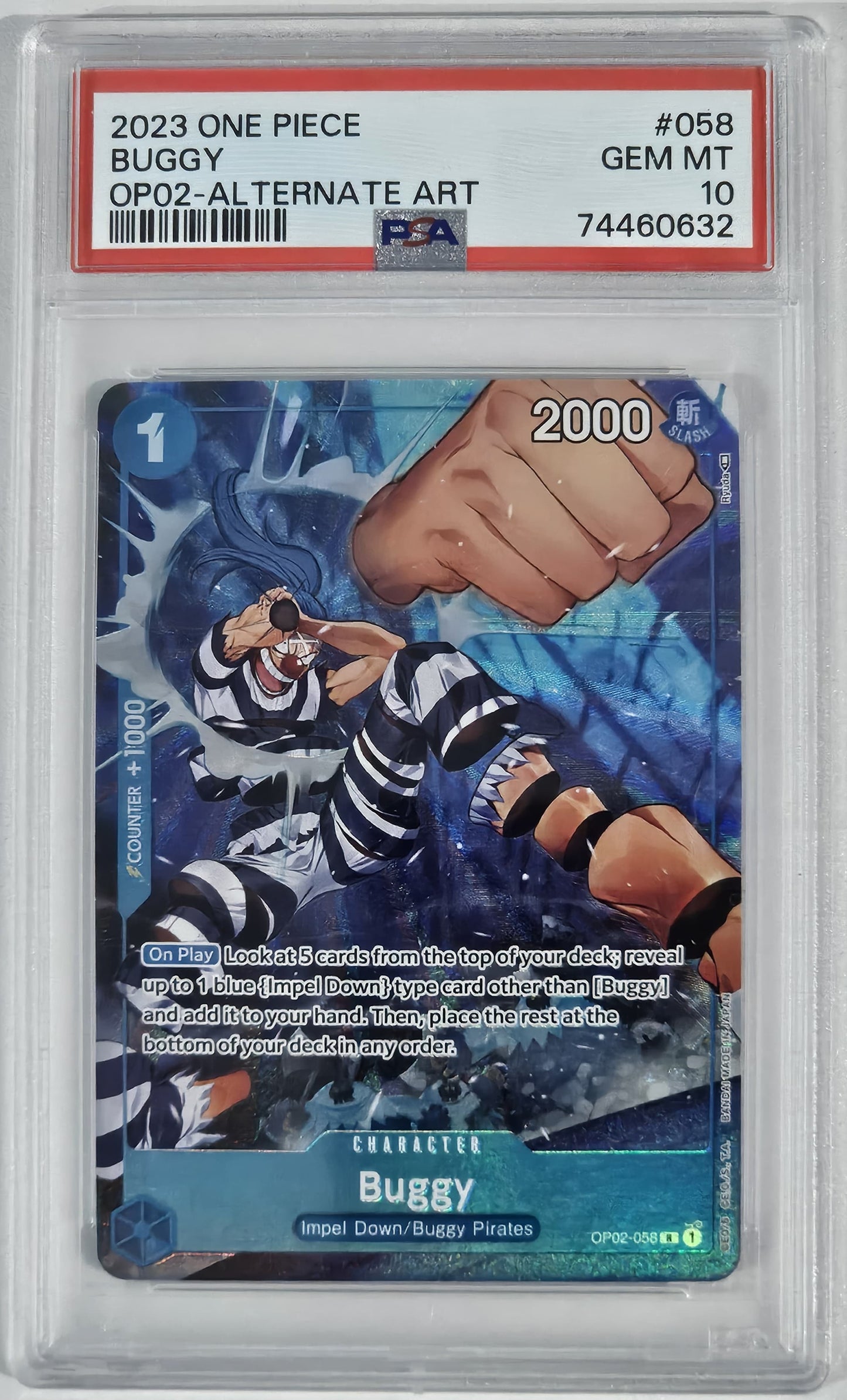 Buggy [Alternate Art] OP02-058 One Piece Paramount War PSA 10