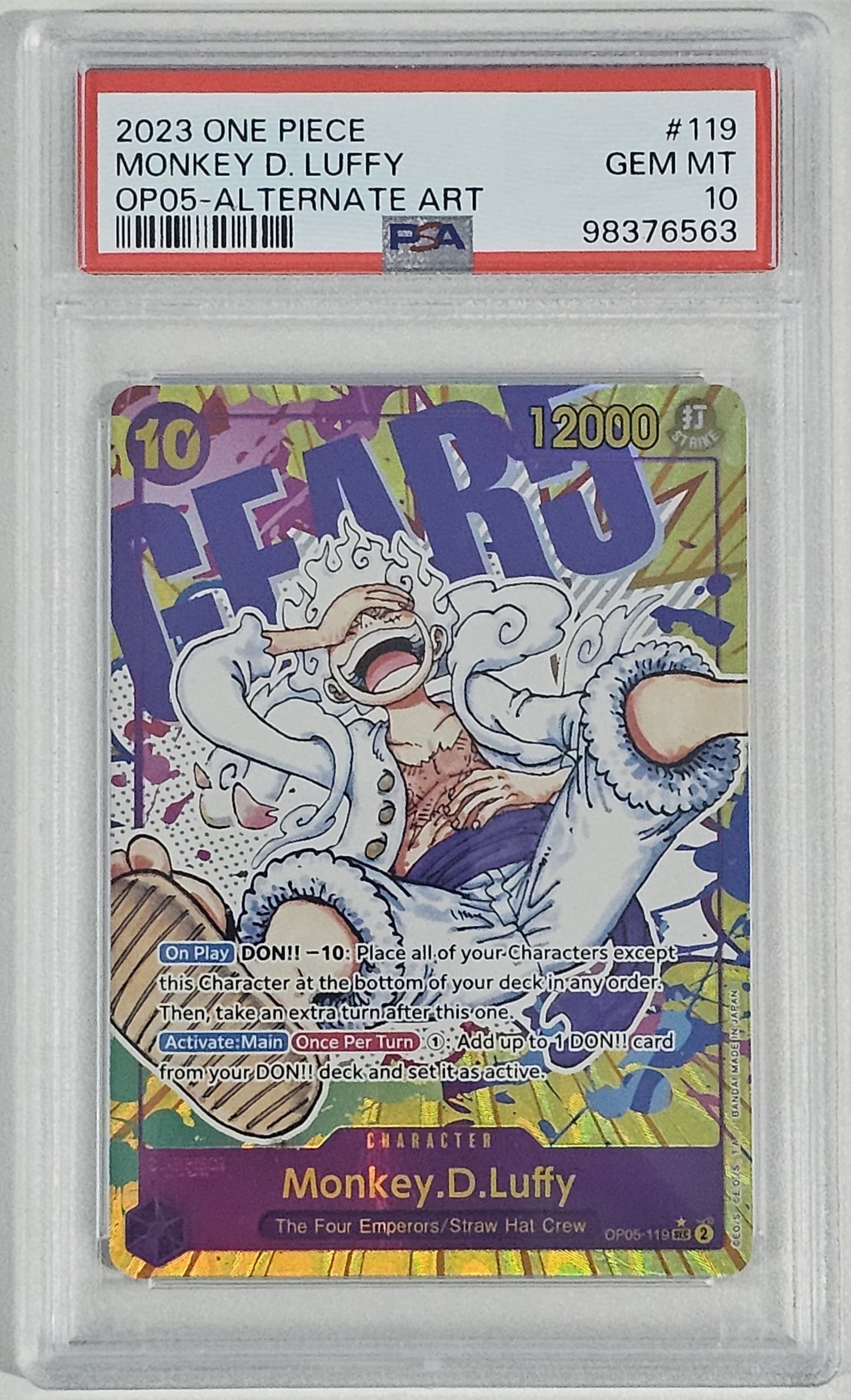 Monkey D. Luffy [Alternate Art] OP05-119 One Piece Awakening of the New Era PSA 10