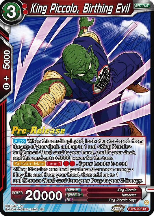 King Piccolo, Birthing Evil - Legend of the Dragon Balls Pre-Release Cards (BT25_PR)