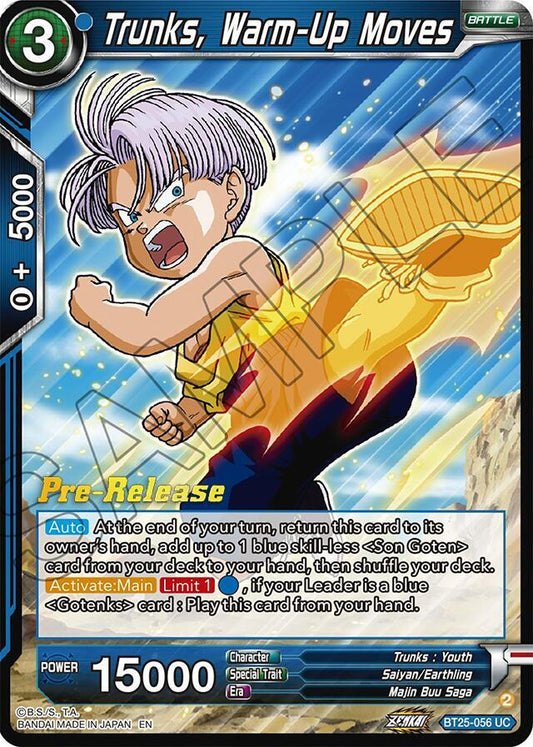 Trunks, Warm-Up Moves - Legend of the Dragon Balls Pre-Release Cards (BT25_PR)