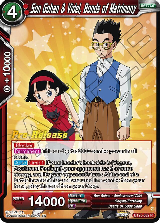 Son Gohan & Videl, Bonds of Matrimony - Legend of the Dragon Balls Pre-Release Cards (BT25_PR)