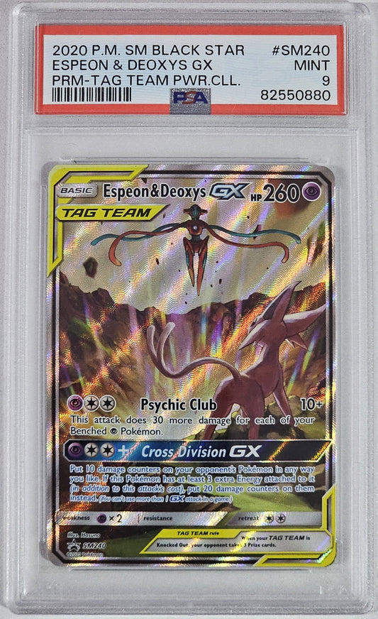 Espeon & Deoxys GX #SM240 Pokemon Promo PSA 9