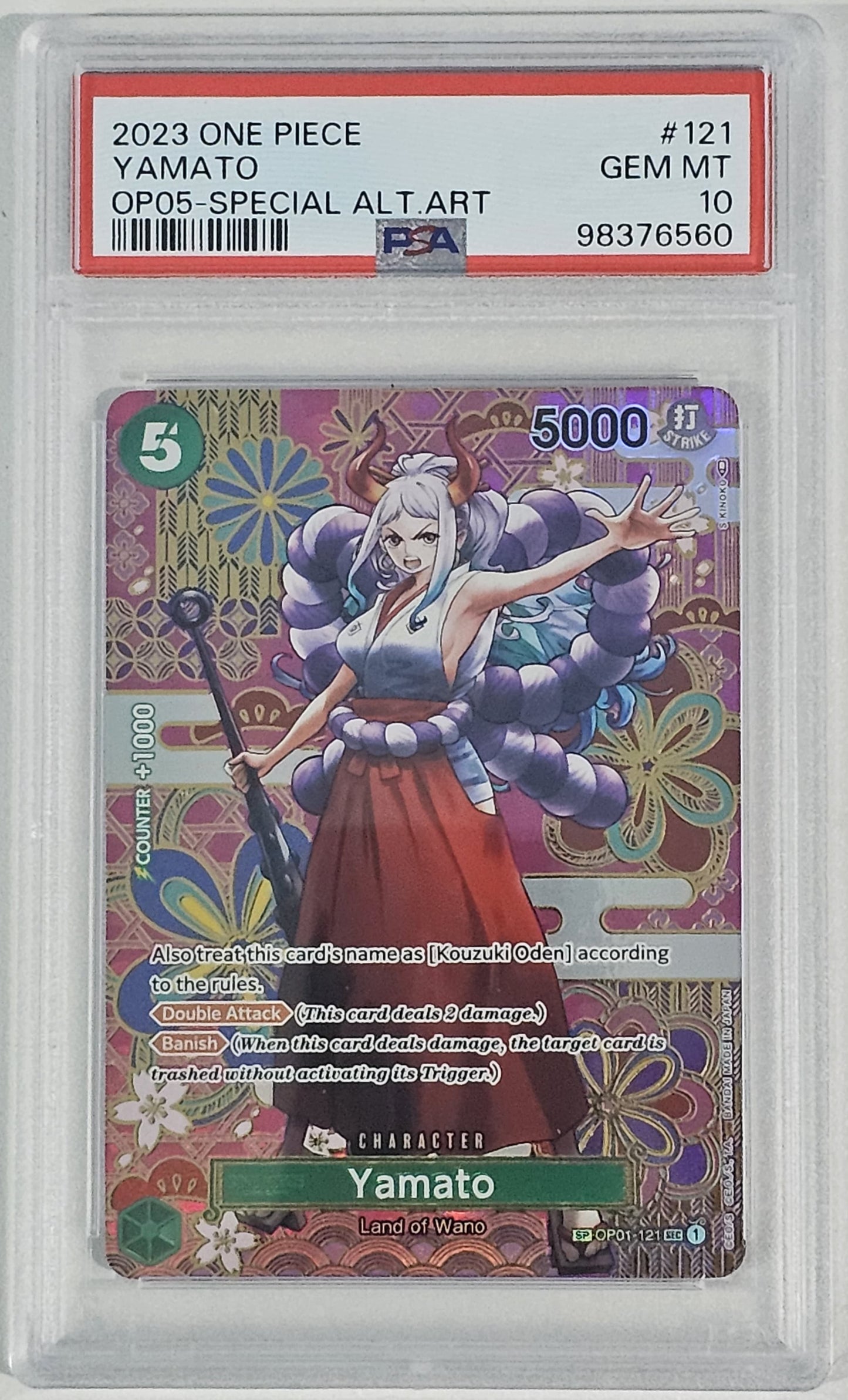 Yamato [SP] OP01-121 One Piece Romance Dawn PSA 10