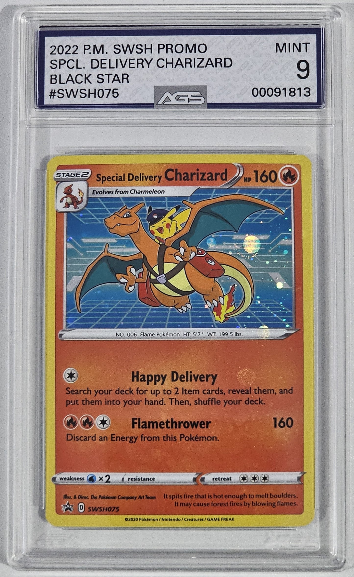 Special Delivery Charizard #SWSH075 Pokemon Promo  AGS 9