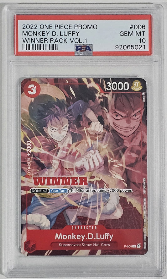 Monkey D. Luffy [Winner] P-006 One Piece Promo PSA 10