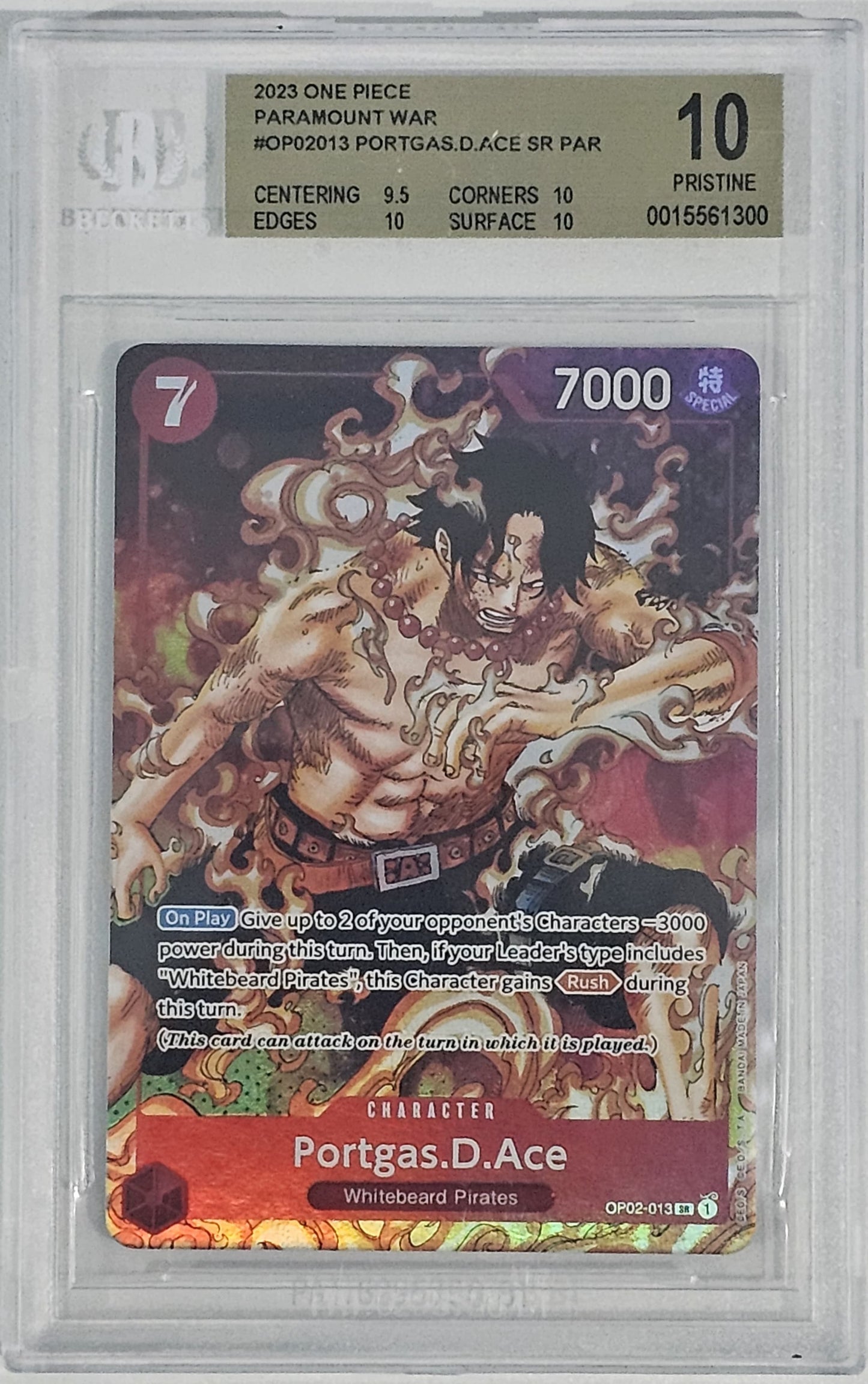 Portgas D. Ace [Parallel] OP02-013 One Piece Paramount War BGS 10